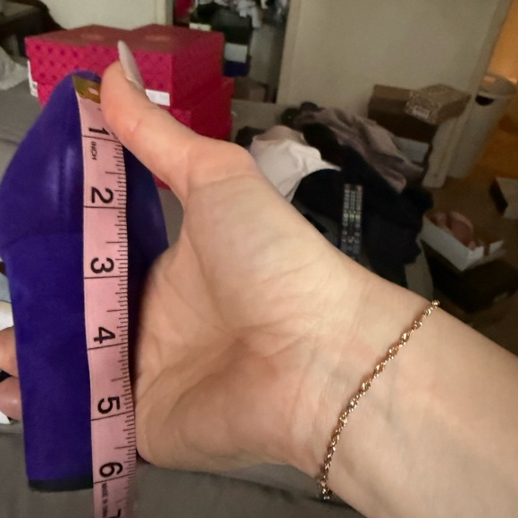 Nine W. purple suede pumps, block heel - Picture 8 of 9